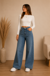 Jean Wide Leg con brillos